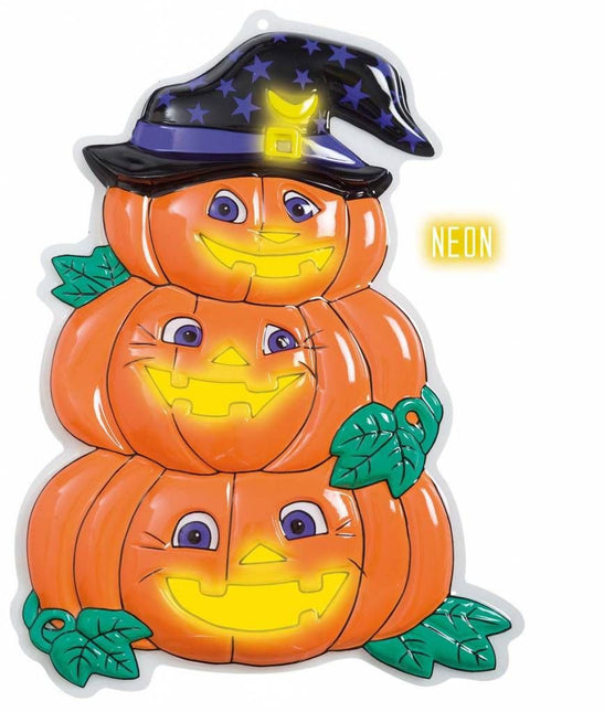 Halloweenaccessoires wanddecoratie 3 pompoenen