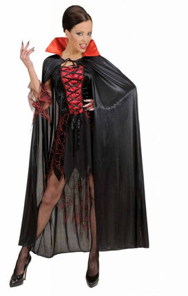 Halloweenaccessoires zwarte cape met rode kraag