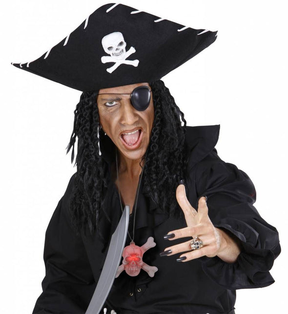 Halloweenartikel ketting schedel met licht