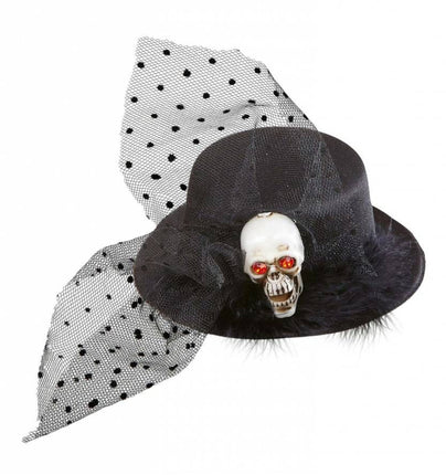 Halloweenartikel mini hoge hoed schedel