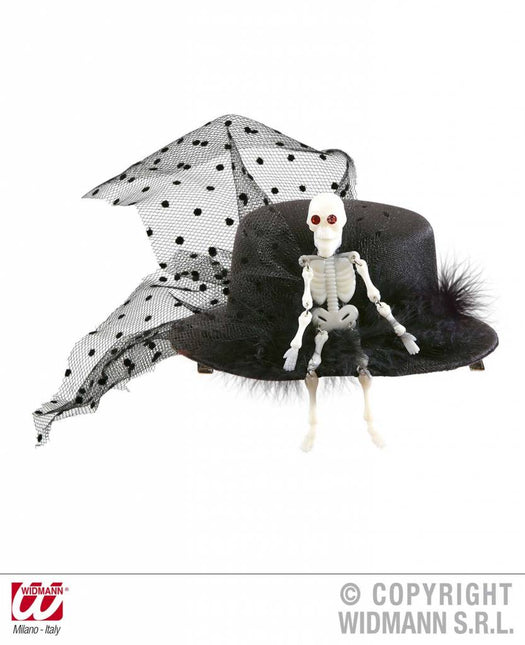 Halloweenartikel mini hoge hoed skelet