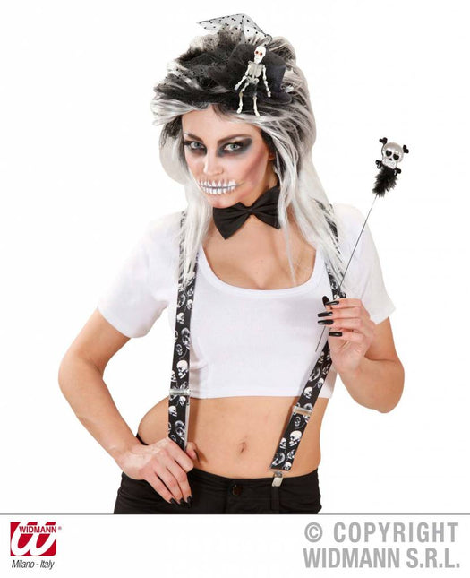 Halloweenartikel mini hoge hoed skelet
