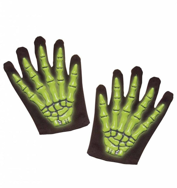 Halloweenartikel skelethandschoenen 3d neon l.i.d.
