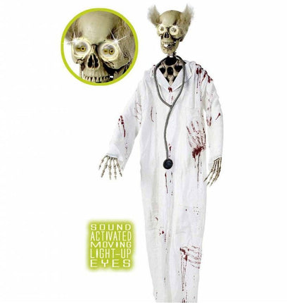Halloweenartikelen bloederige dokter met bewegende ogen