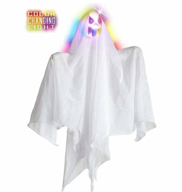 Halloweenartikelen geest met meerkleurig licht 50cm