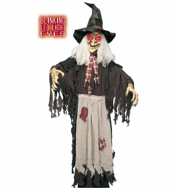 Halloweenartikelen heks ware grootte met lichtgevende ogen