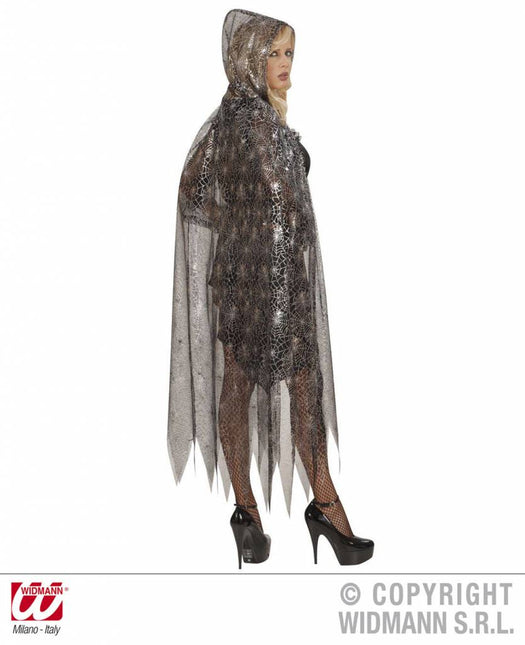 Halloweenkleding: Cape spinnenweb (136 cm)
