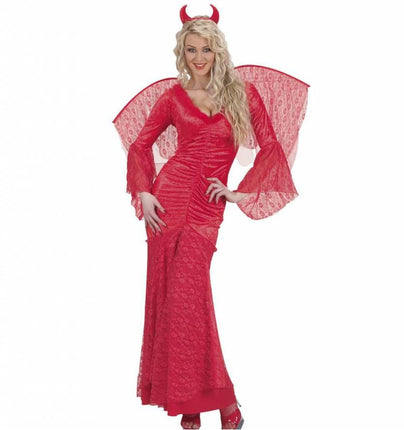 Halloweenkleding duivelin fluweel met kant