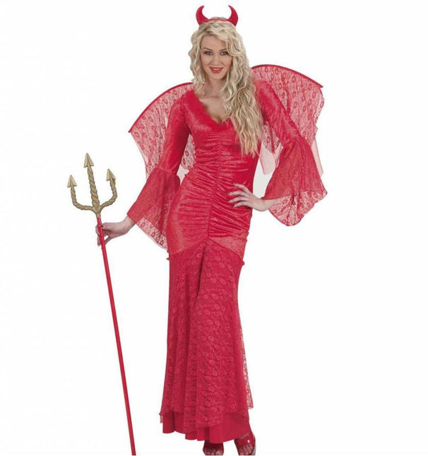 Halloweenkleding duivelin fluweel met kant