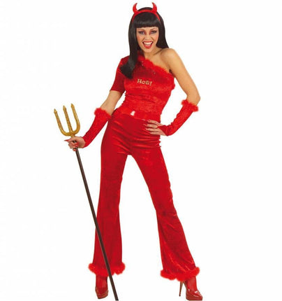 Halloweenkleding duivelse dame fiberoptisch