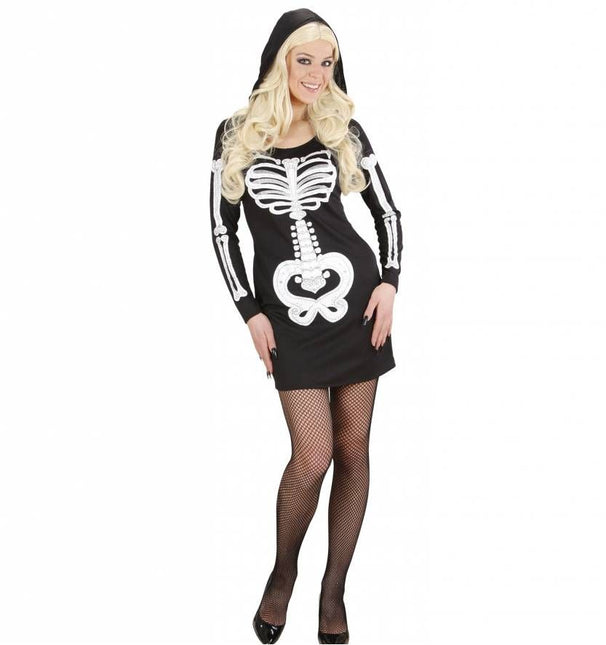 Halloweenkleding glamour skelet meisje