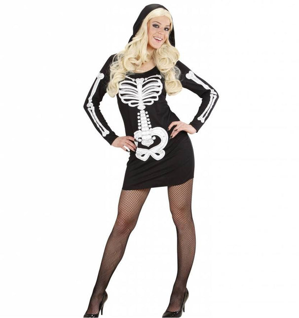 Halloweenkleding glamour skelet meisje