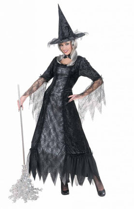 Halloweenkleding heks spinneweb