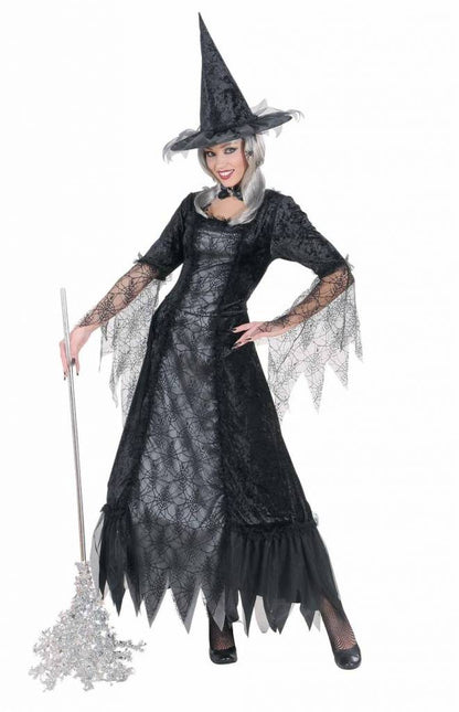 Halloweenkleding heks spinneweb