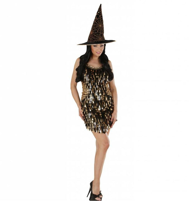 Halloweenkleding paillettenjurk zwart/zilver