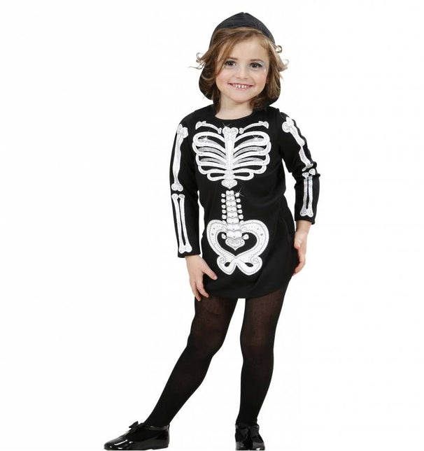 Halloweenkleding skelet meisje