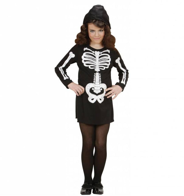 Halloweenkleding skelet meisje