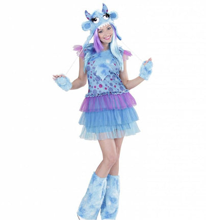 Halloweenkostuum blauw monster meisje