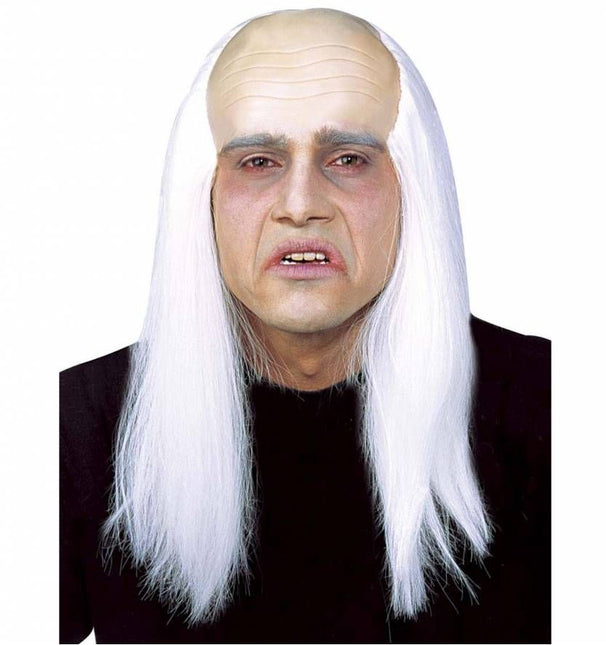 Halloweenkostuum kale kop zombie met haar aan zijkant