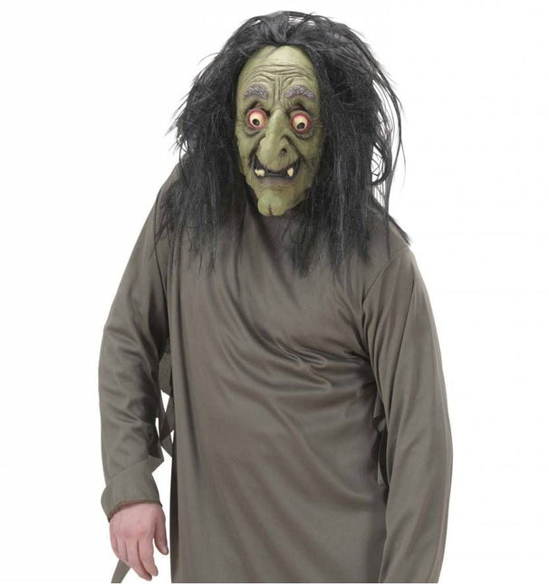 Halloweenmasker: Enge heksen maskers met pruik