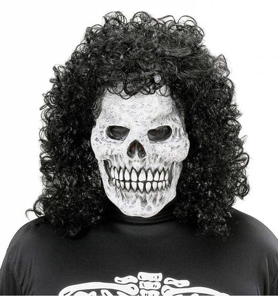 Halloweenmasker: Schedel maskers met krulpruik