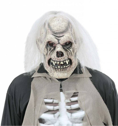 Halloweenmasker: Verrotte schedel maskers met pruik