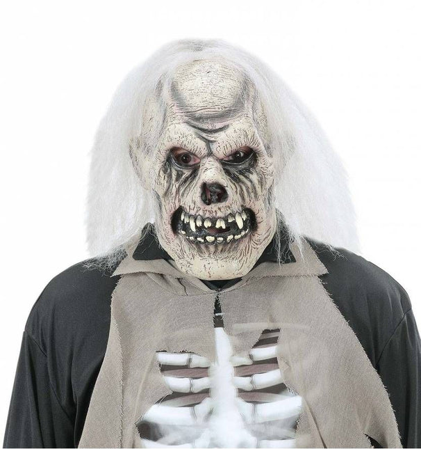 Halloweenmasker: Verrotte schedel maskers met pruik