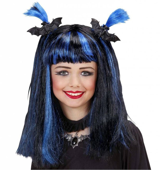 Halloweenpruik kind met spinnen