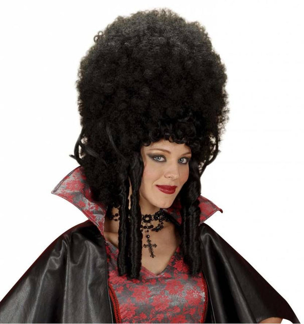 Halloweenpruik madame Bovary zwart
