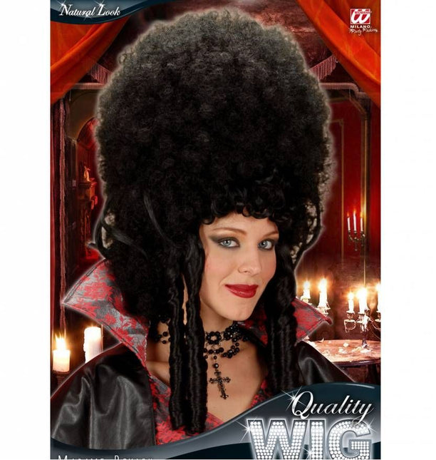 Halloweenpruik madame Bovary zwart