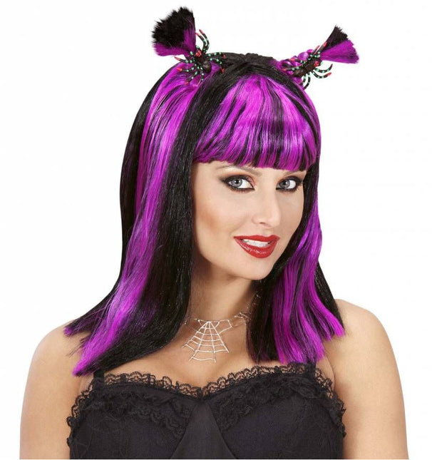 Halloweenpruik volwassen met spinnen