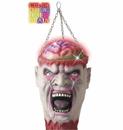 Horroraccessoires: Hangdeco Schedel met lichtgevende hersenen 27 cm