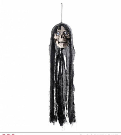 Horroraccessoires: Schedel met lang haar 70cm