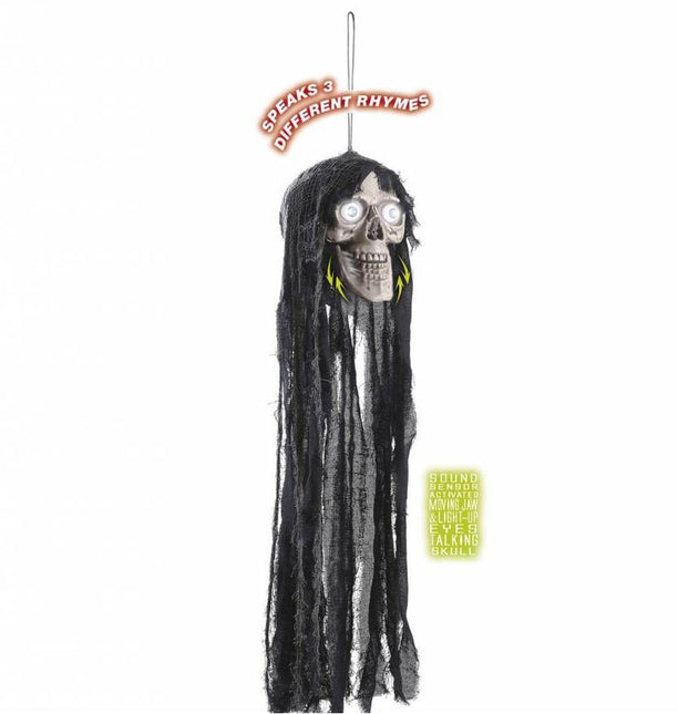 Horroraccessoires: Schedel met lang haar 70cm