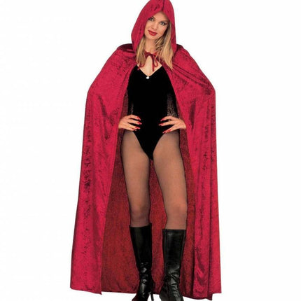 Cape bordeaux met capuchon 150cm
