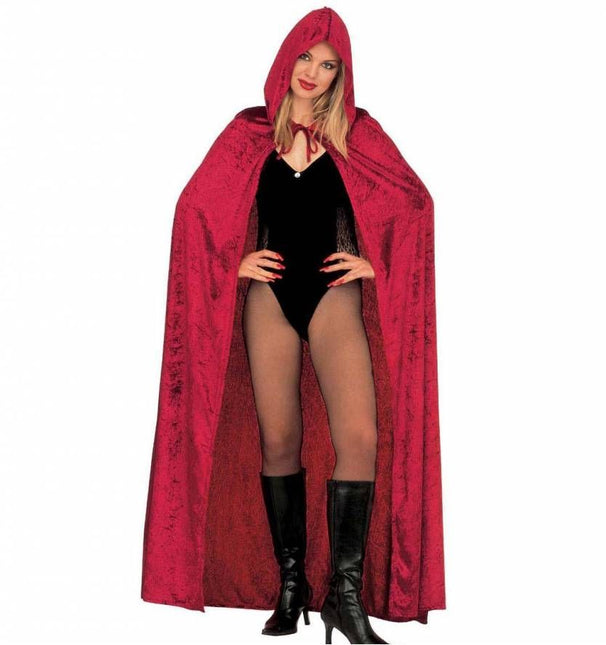 Cape bordeaux met capuchon 150cm