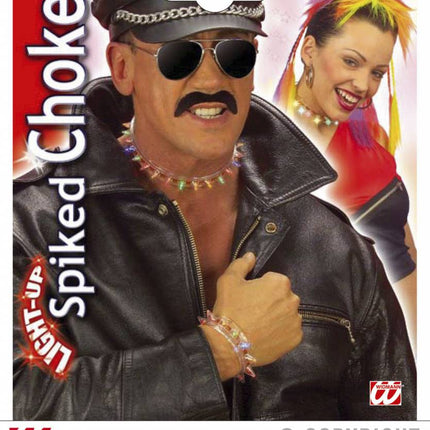 Carnavalsaccessoires: Spijker hals- of armband met led-licht