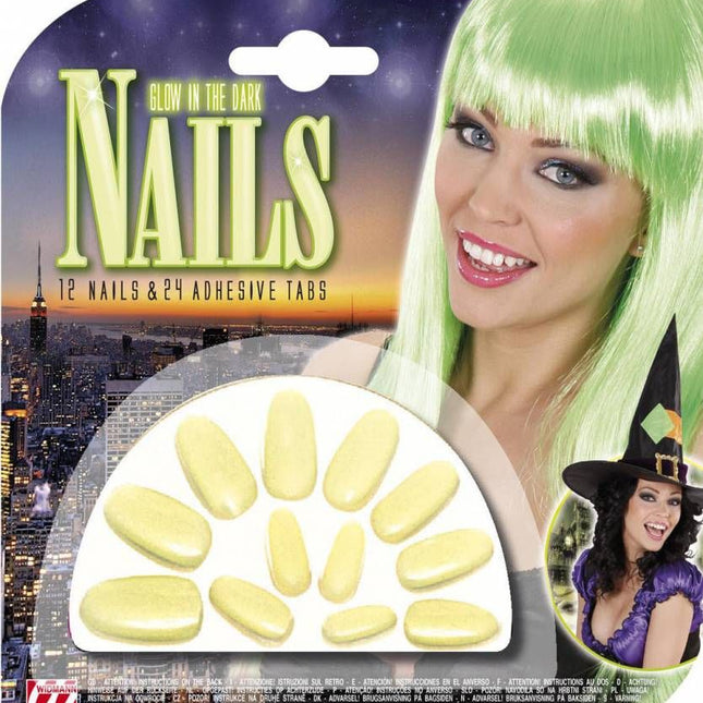 Halloween accessoires nagels lichtgevend in donker verpakt per 12