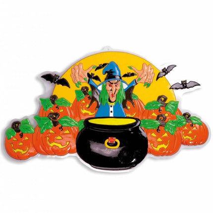 Halloweenaccessoires 3d decoratie heks 91x51 cm