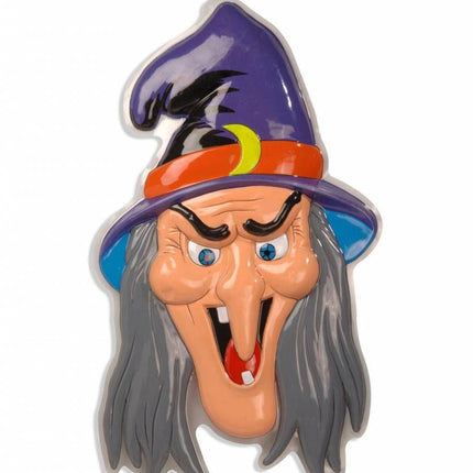 Halloweenaccessoires 3d decoratie heks met hoed 91x51cm