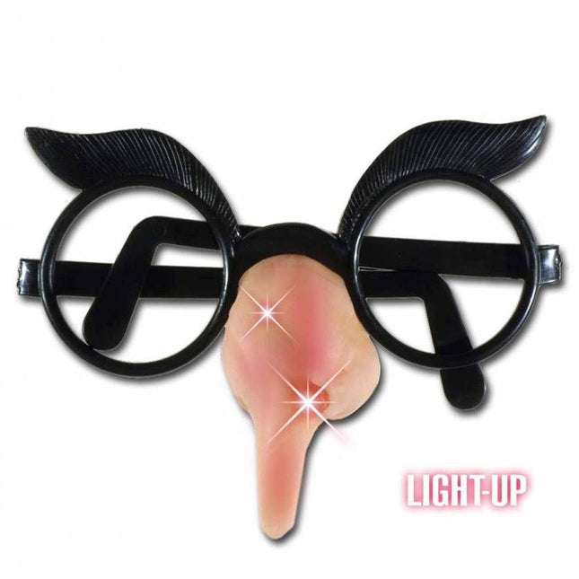 Halloweenaccessoires bril met lichtende heksenneus