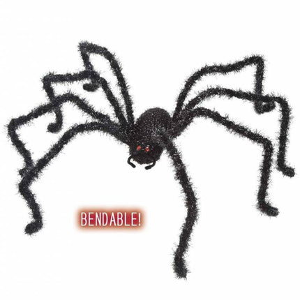 Halloweenaccessoires buigbare zwarte spin 124cm