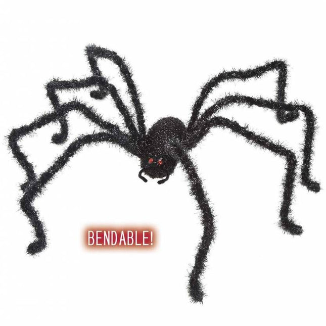 Halloweenaccessoires buigbare zwarte spin 124cm