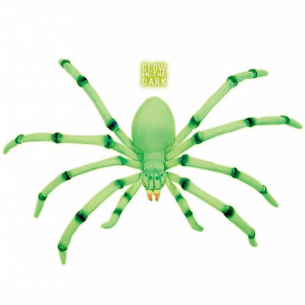 Halloweenaccessoires buigzame jumbo spinnen 80cm lichtgevend in donker