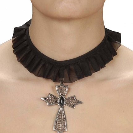 Halloweenaccessoires: Choker met kruis