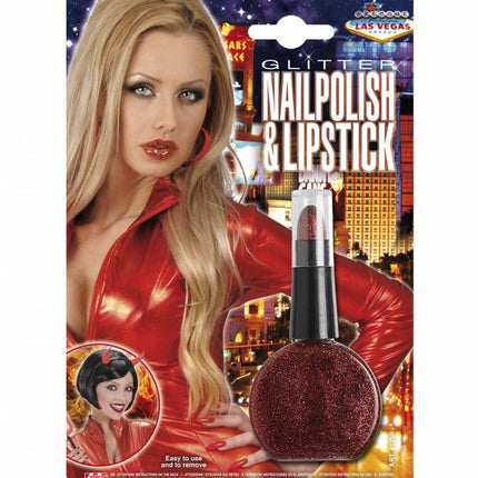 Halloweenaccessoires combi lippenstift en nagellakrood