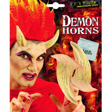 Halloweenaccessoires duivel hoorn groot incl. lijm