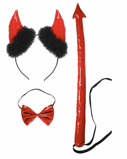 Halloweenaccessoires duivel set vinyl rood