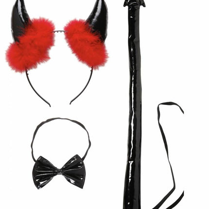 Halloweenaccessoires duivel set vinyl zwart