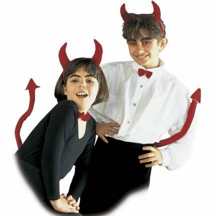 Halloweenaccessoires duivel setjes met staart en hoorntjes